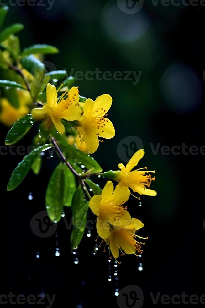 névoa depois de chuva, amarelo ditang flores ai generativo foto