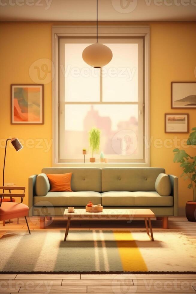 foto do minimalista moderno sala de estar. ai generativo