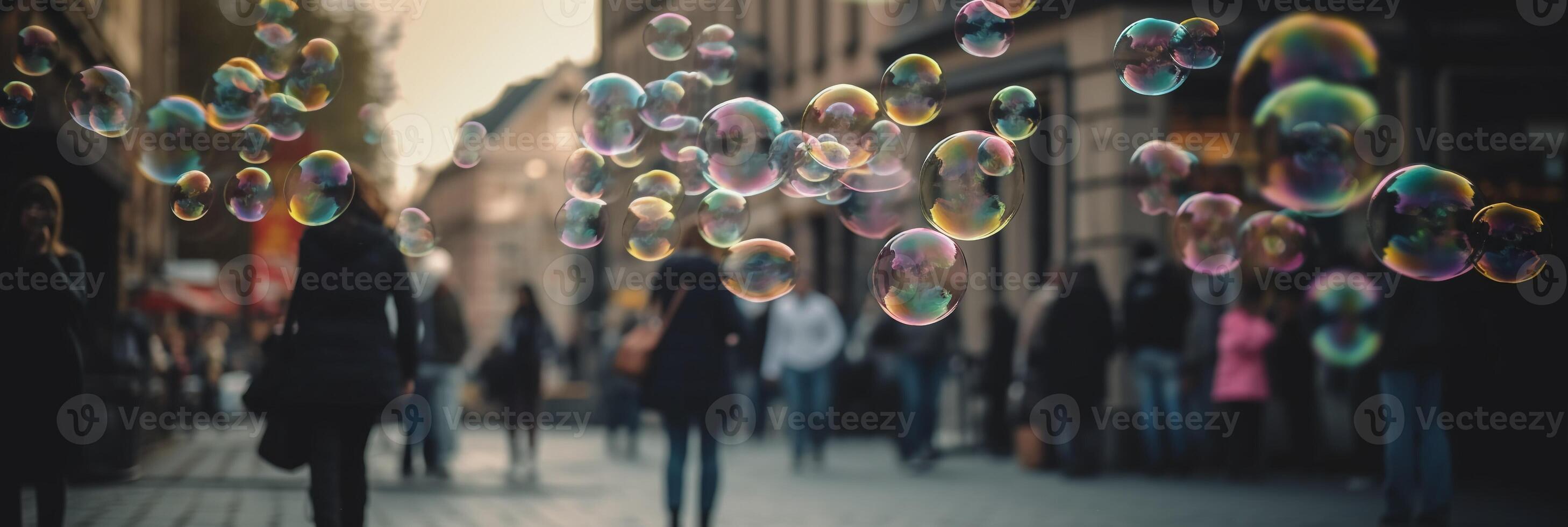 gigante bolhas borrado fundo. ai generativo foto