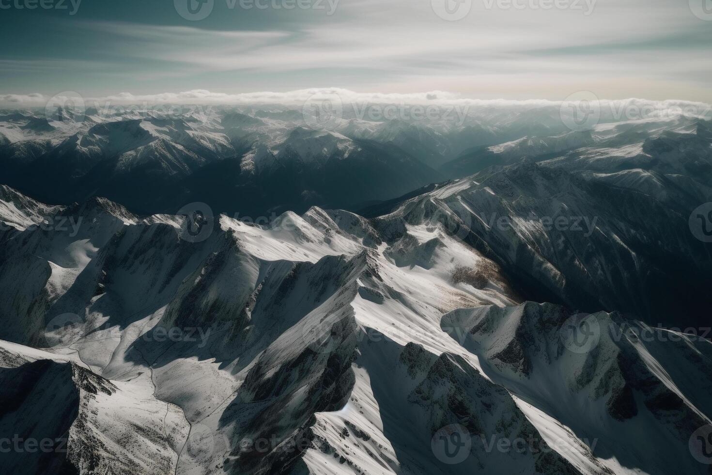 aéreo tiro do lindo suíço Alpes. ai generativo foto