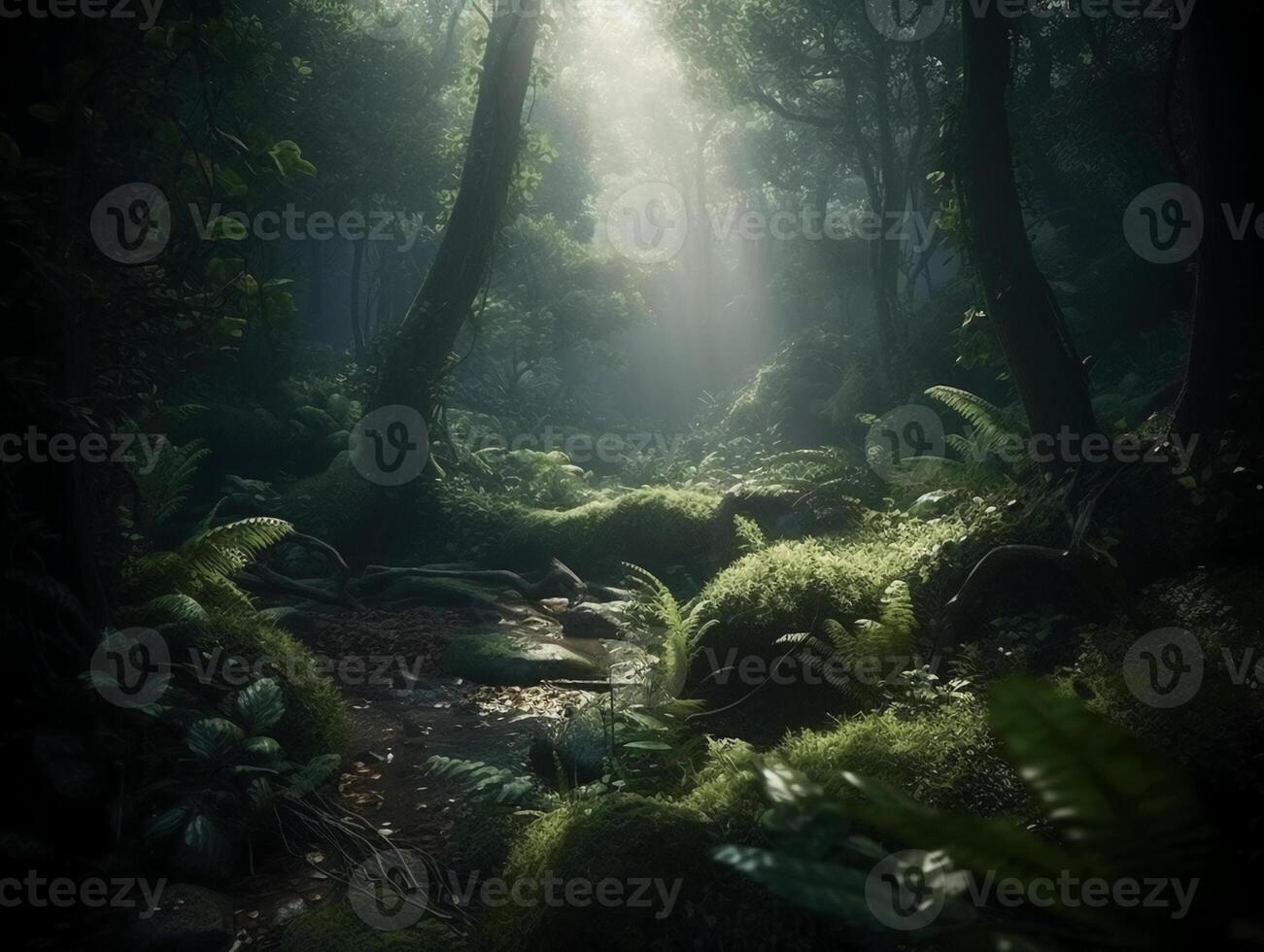 clareira dentro uma cinematográfico mágico floresta. ai generativo foto