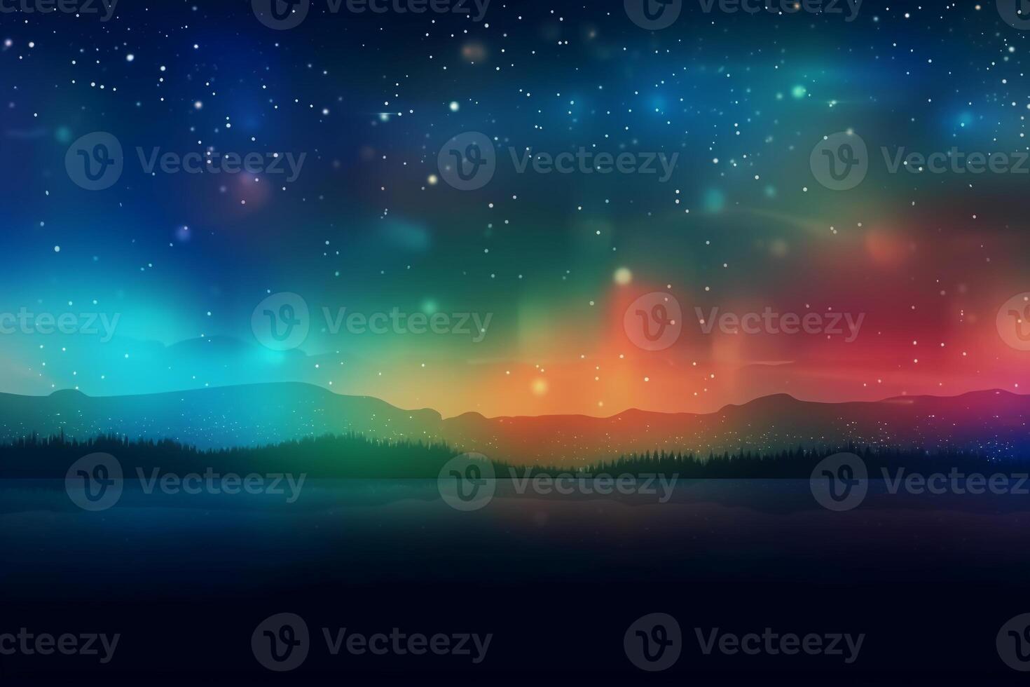 uma borrado Estrela luz, aurora céu abstrato fundo com bokeh brilho, ilustração. ai generativo foto