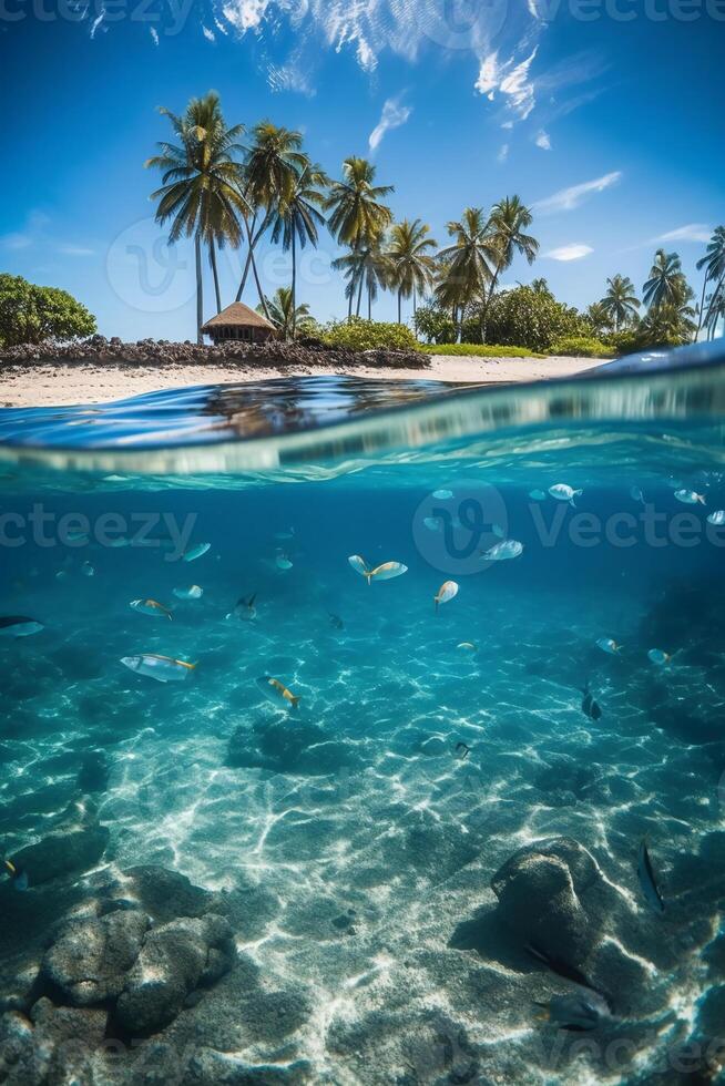 fotografia do lindo convidativo de praia cena com azul céu. ai generativo foto