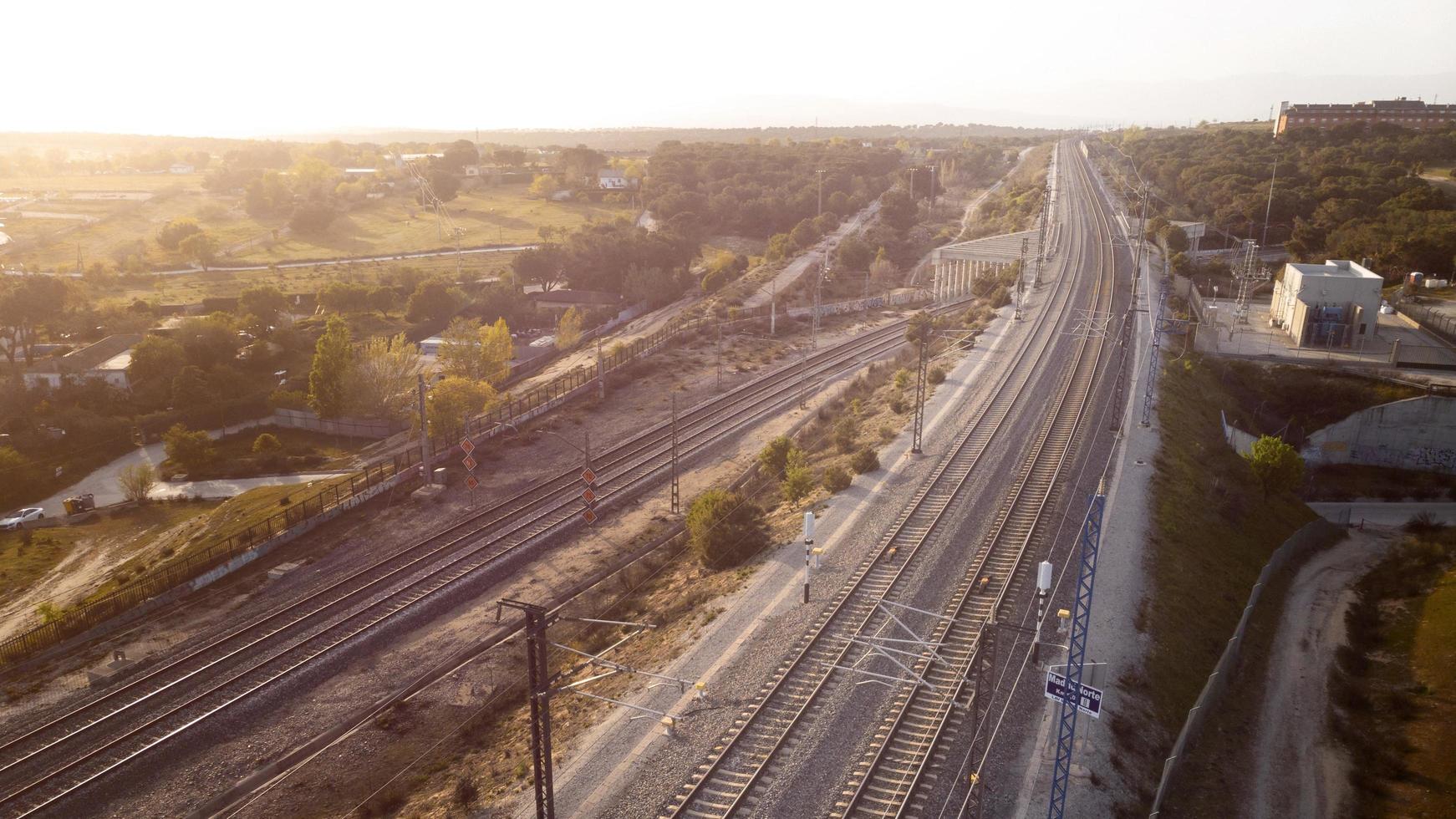 conceito de transporte com vista aérea de ferrovias foto