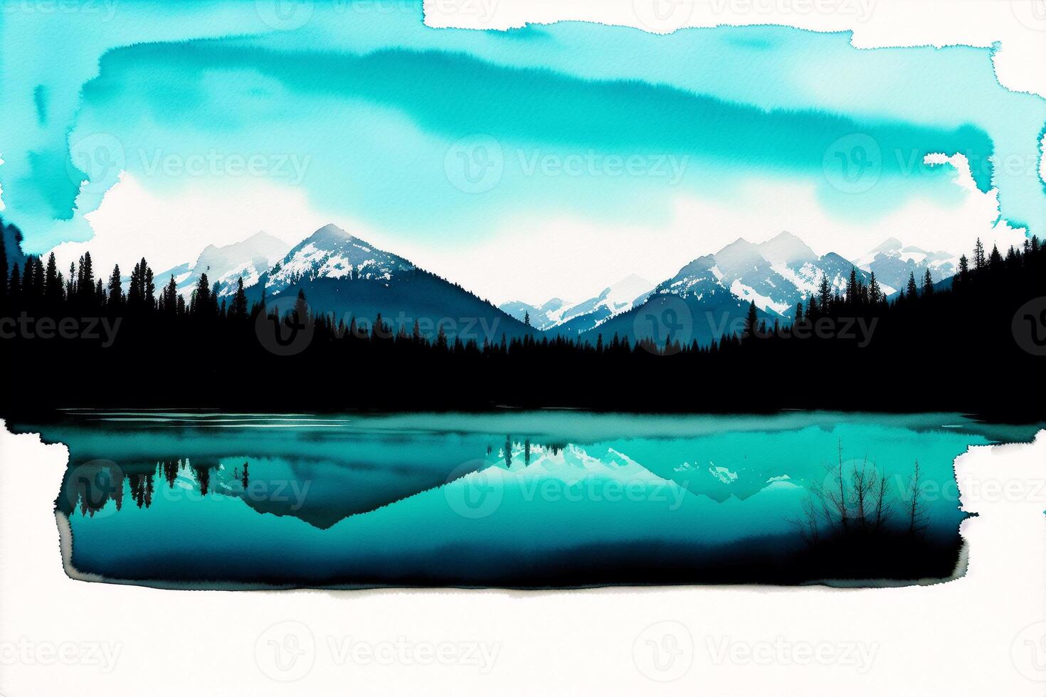 uma pintura do uma lago em a aguarela fundo. aguarela pintar. digital arte, generativo ai foto