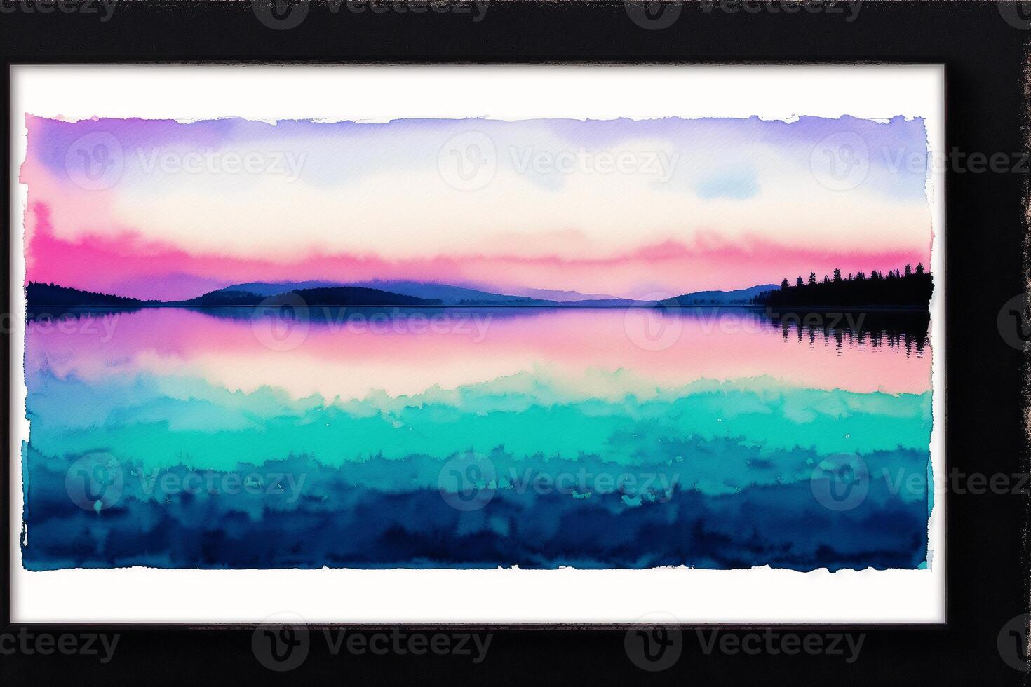 uma pintura do uma lago em a aguarela fundo. aguarela pintar. digital arte, generativo ai foto