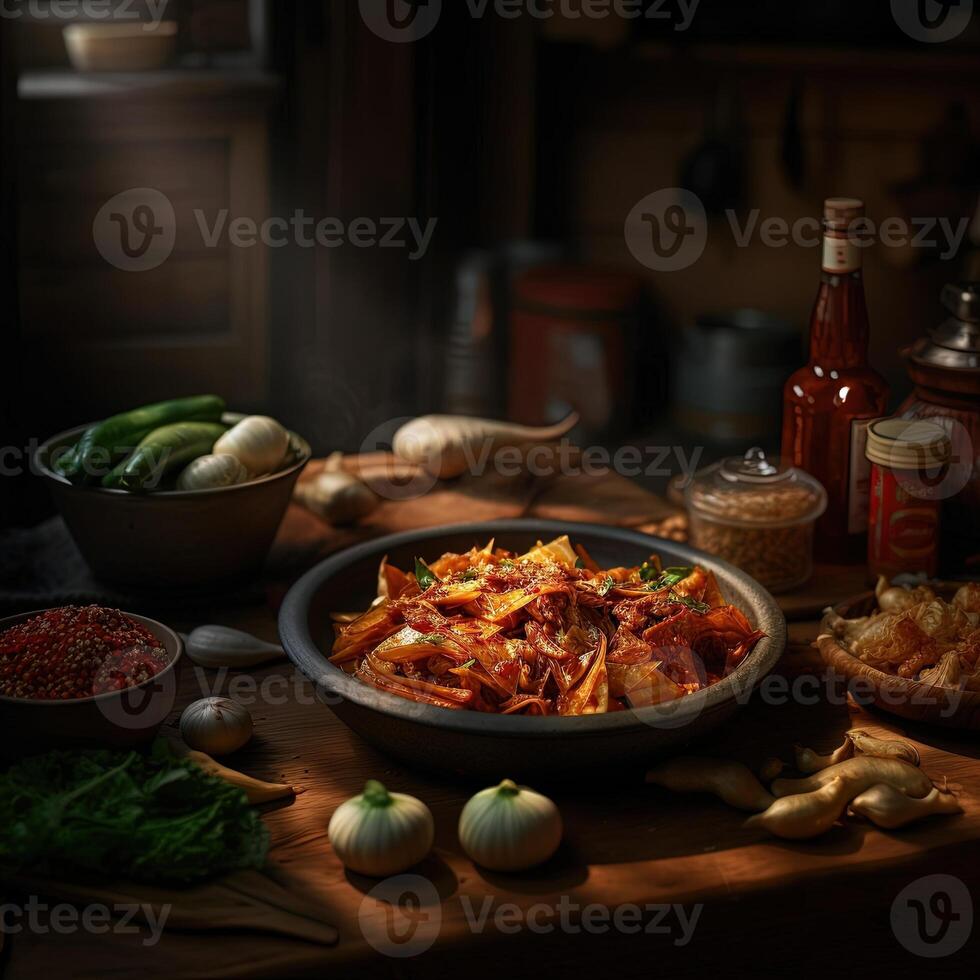 a a maioria famoso coreano tradicional Comida kimchi.ai gerado foto