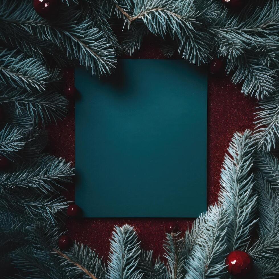 Natal fundo com esvaziar cartão. ilustração ai generativo foto