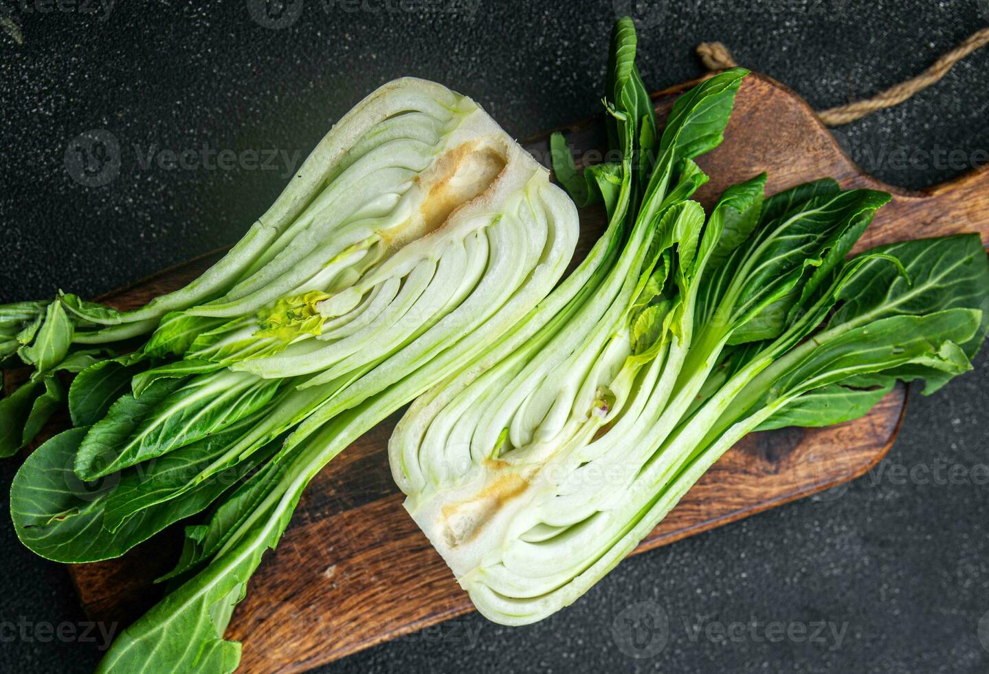 repolho bok choy ou pak choy cru vegetal fresco saudável refeição Comida lanche em a mesa cópia de espaço Comida fundo rústico topo Visão ceto ou paleo dieta vegetariano vegano ou vegetariano Comida foto