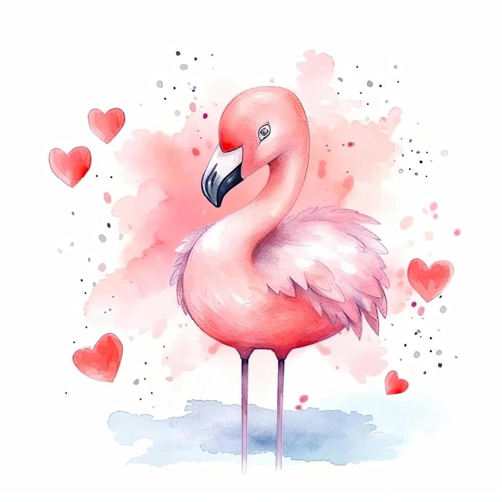 aguarela Rosa flamingo. ilustração ai generativo foto