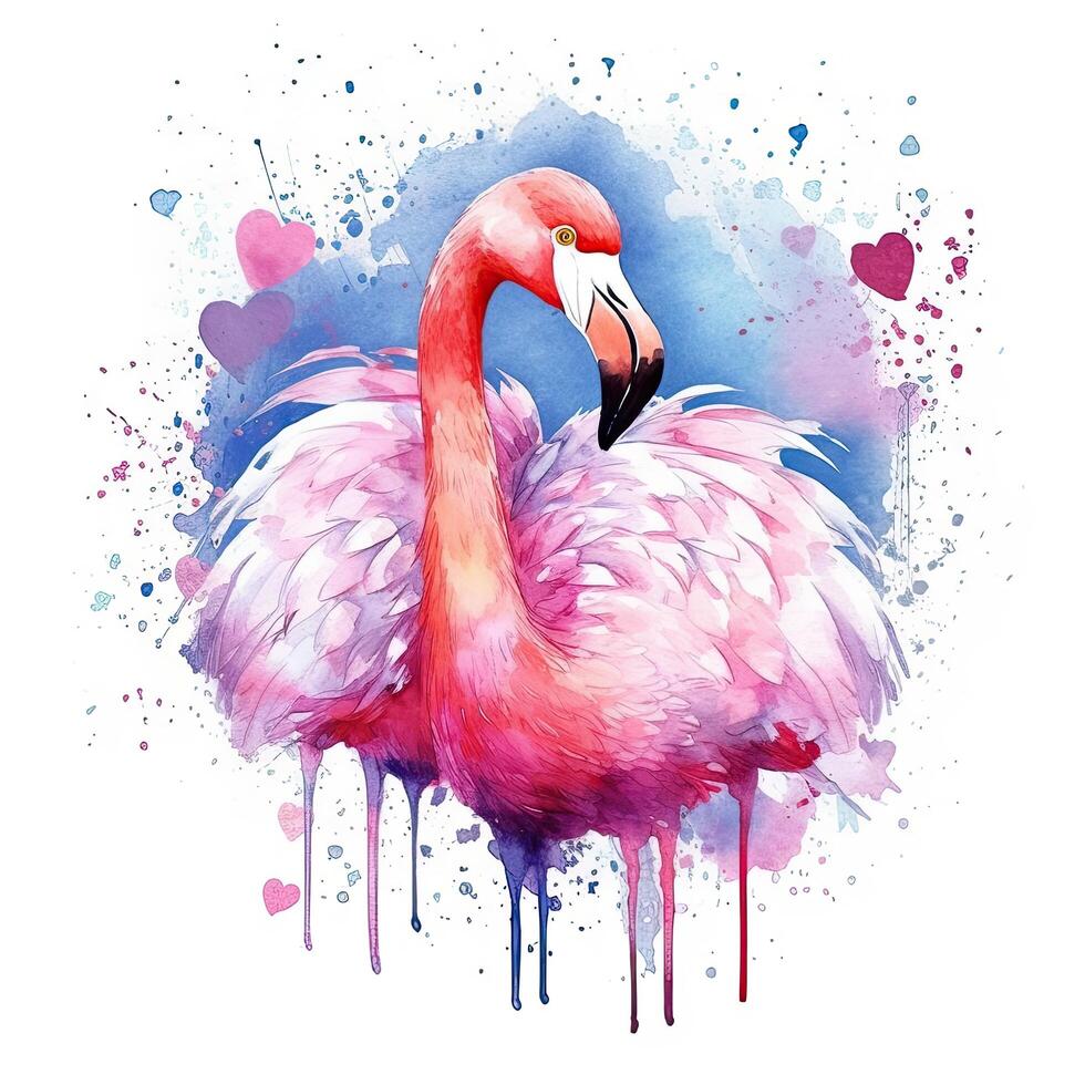 aguarela Rosa flamingo. ilustração ai generativo foto