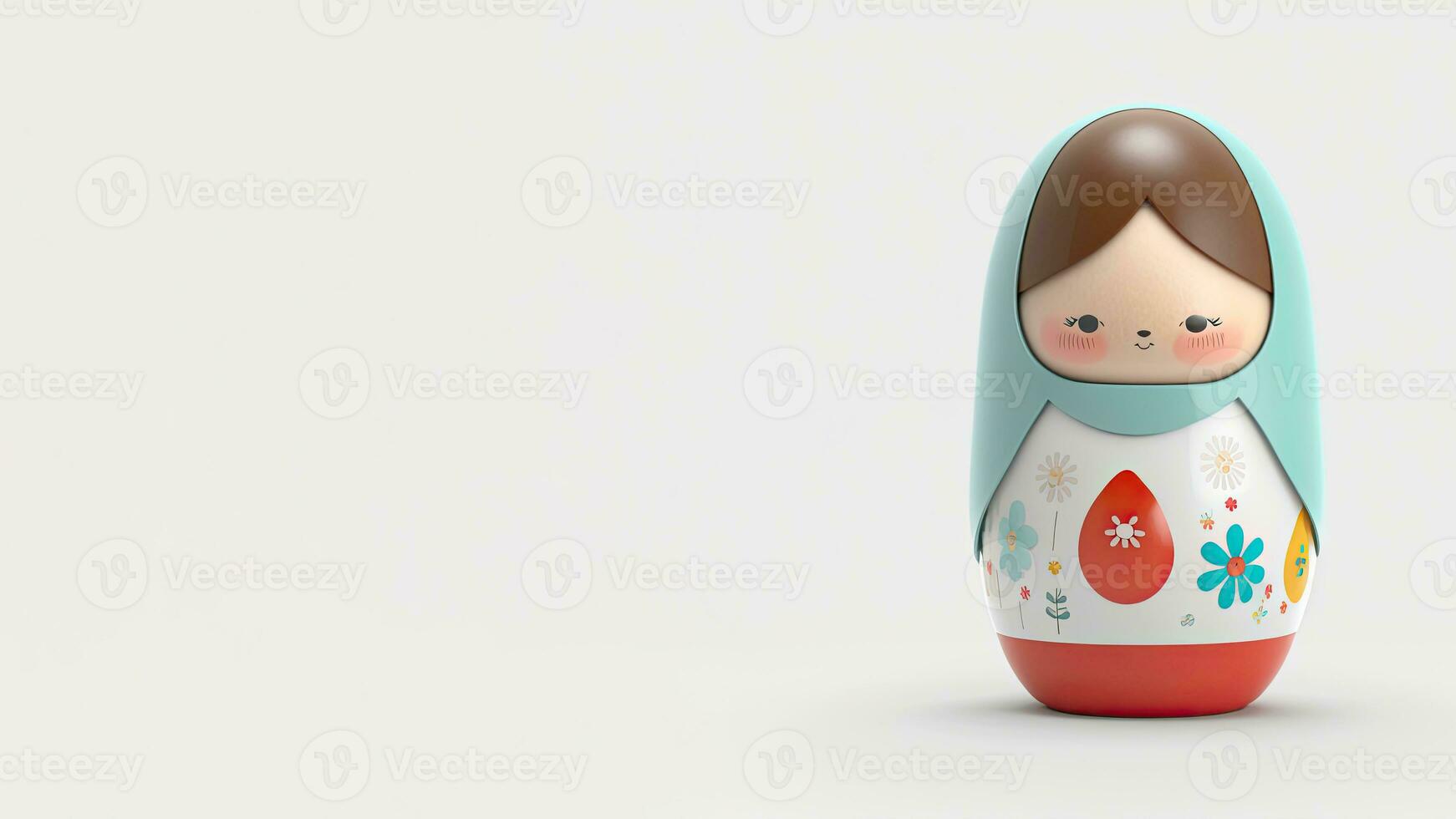 3d render do matryoshka boneca contra fundo e cópia de espaço. Páscoa dia conceito. foto