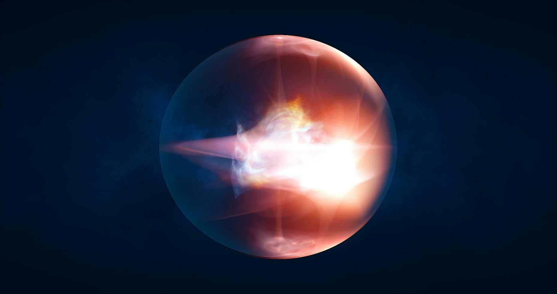 abstrato bola esfera planeta iridescente energia transparente vidro Magia com energia ondas dentro a testemunho abstrato fundo foto
