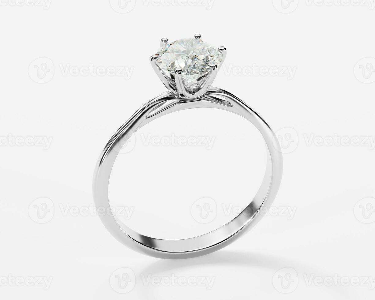 3d prata Casamento diamante anel isolado em branco fundo. foto