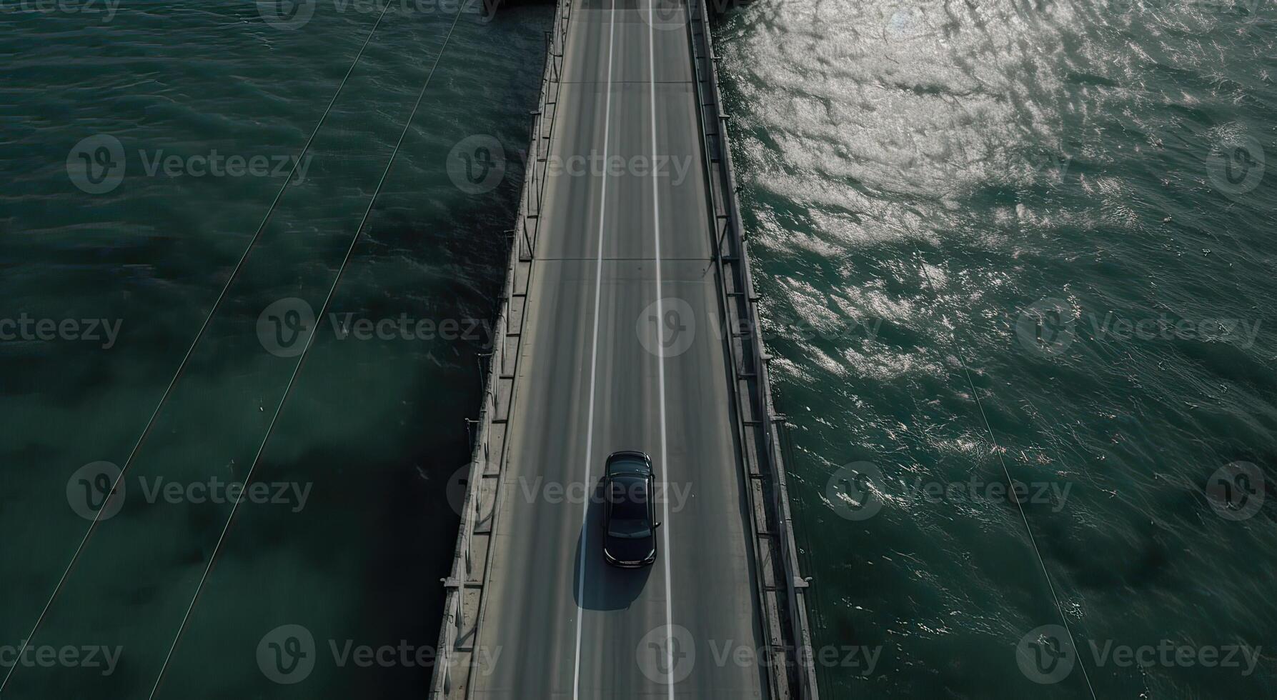 aéreo topo Visão zangão tiro do a ponte com carros em ponte estrada imagem transporte fundo conceito. generativo ai. foto