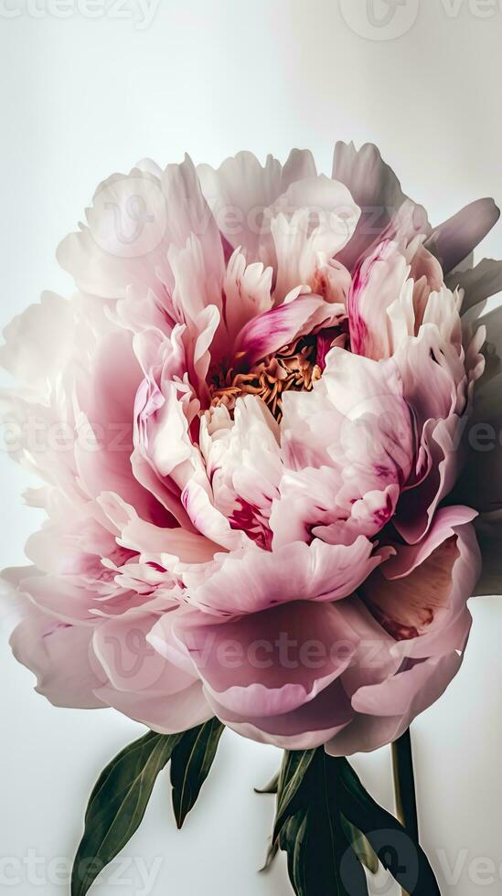 impressionante imagem do suave Rosa peônia lactiflora flor tronco. generativo ai. foto