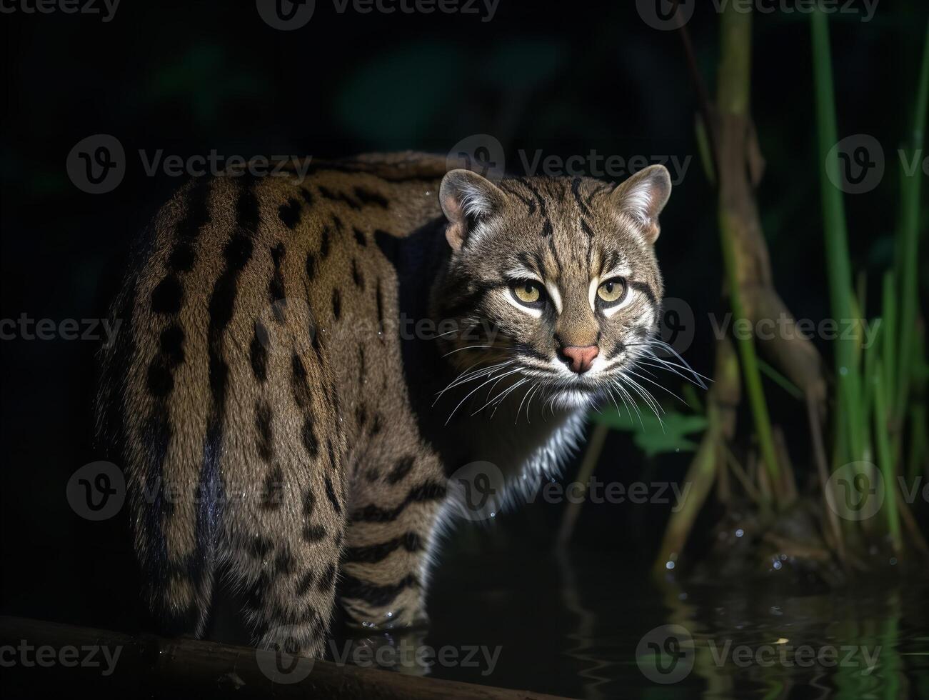 a furtivo perseguir do a pescaria gato dentro zonas úmidas foto