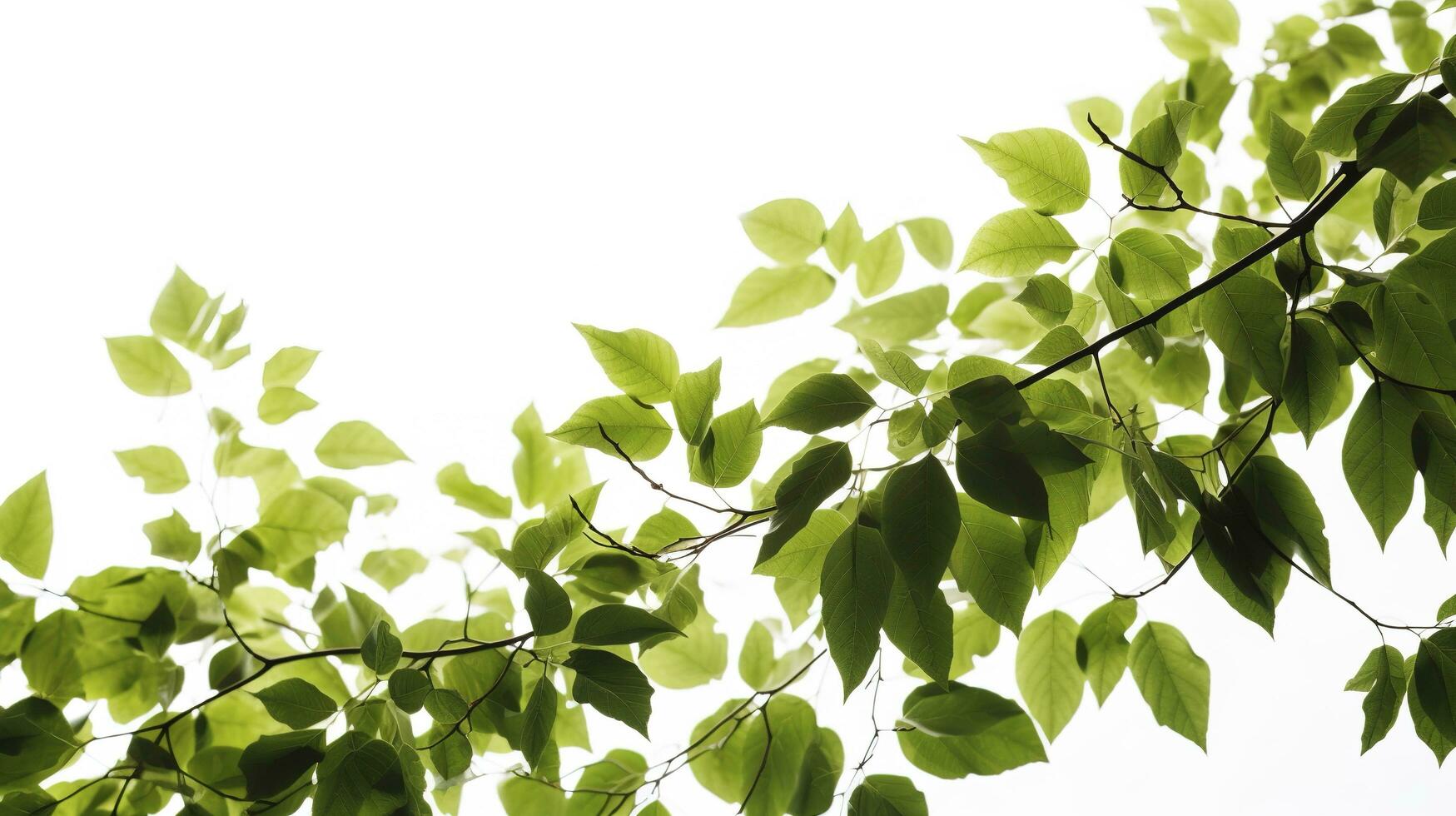 verde árvore folhas e galhos isolado em branco fundo, gerar ai foto