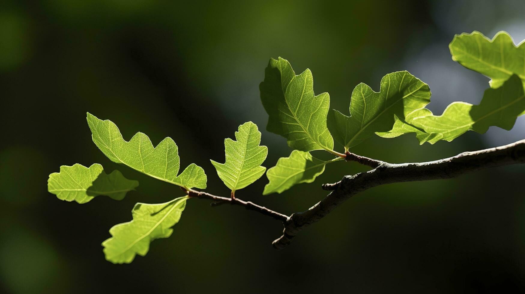 terra dia e mundo meio Ambiente dia, primavera, tropical árvore folhas e ramo com lindo verde floresta fundo, gerar ai foto