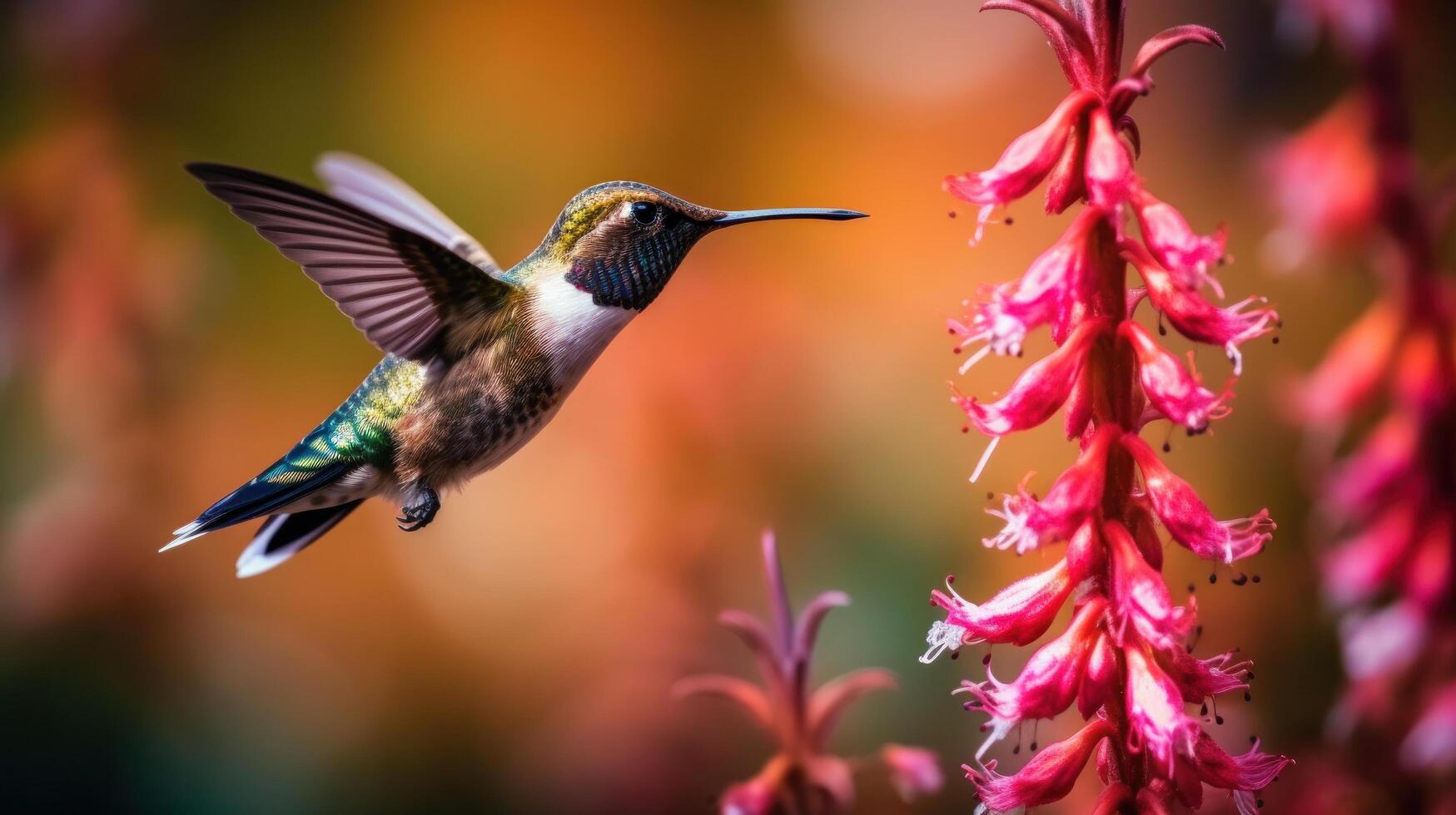 cantarolando pássaro com flor. ilustração ai generativo foto