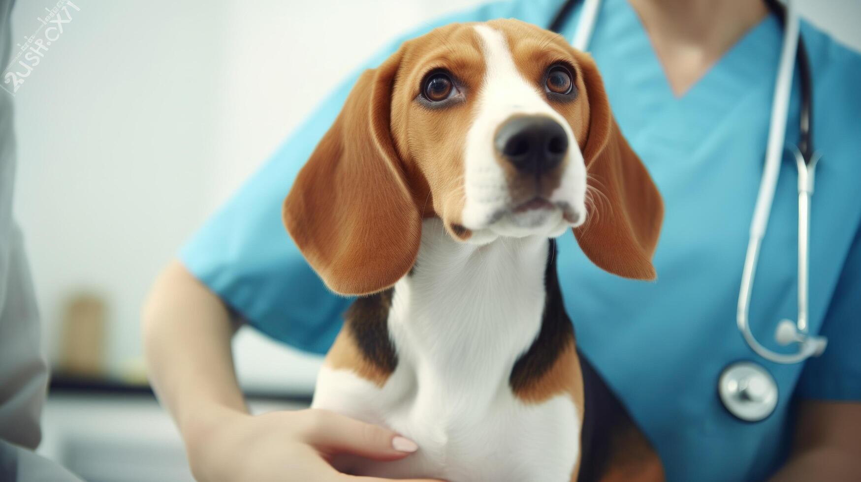 cachorro em Visita para a veterinario. ilustração ai generativo foto