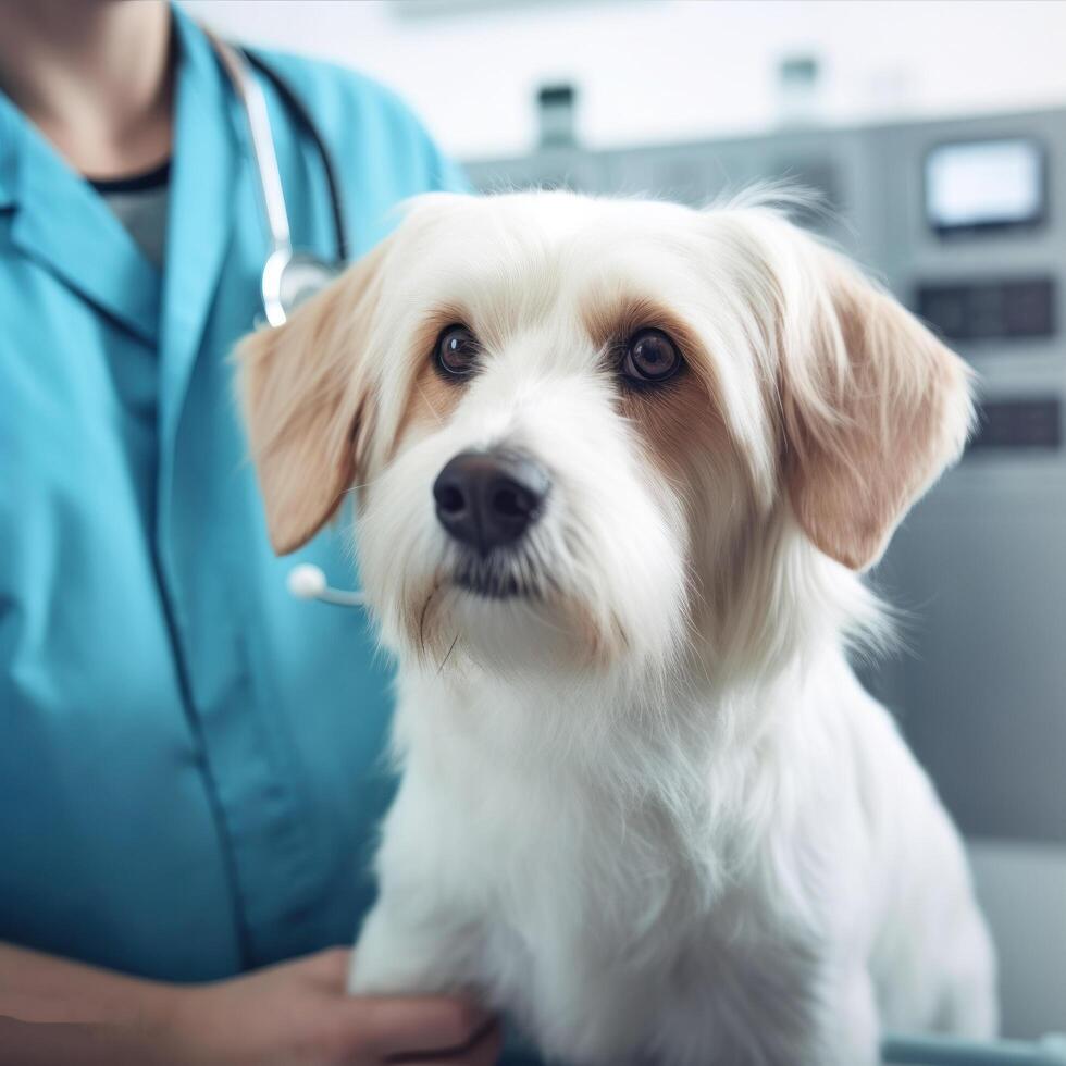 cachorro em Visita para a veterinario. ilustração ai generativo foto