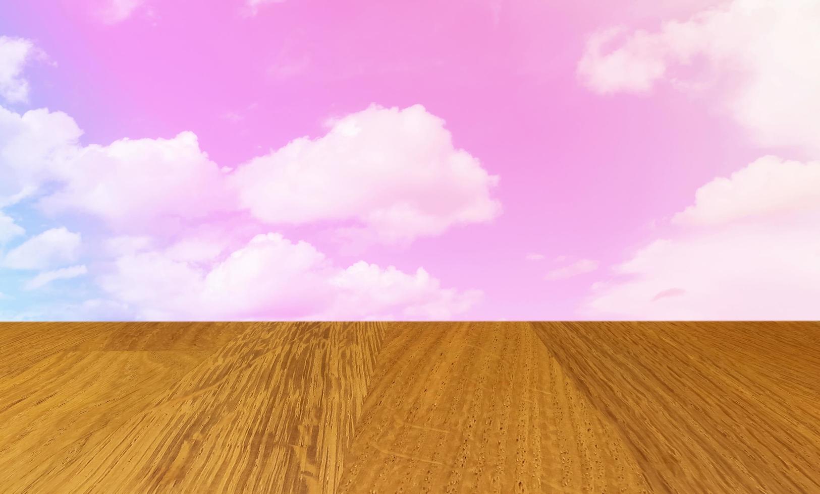 painéis de madeira natural e céu rosa pastel como fundo foto
