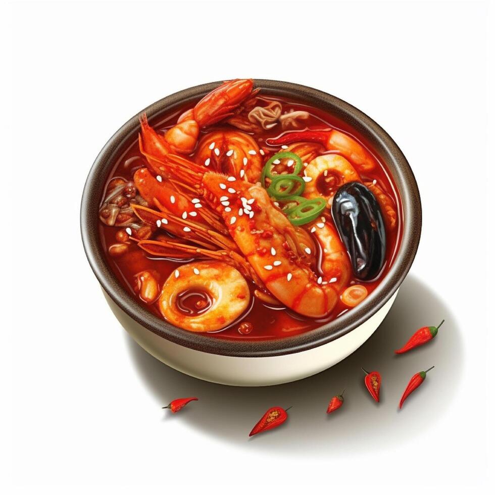agujjim coreano Comida a partir de frutos do mar e feijão brotar e Pimenta. ai gerado foto