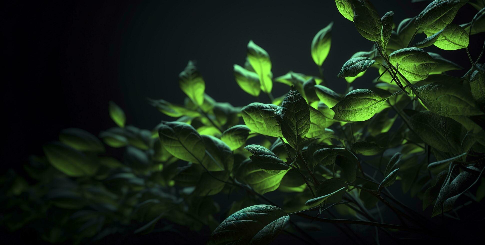 verde fluorescente folhas espaço de cópia, dentro a estilo do rtx sobre, abacatepunk, provia, velvia, gerar ai foto