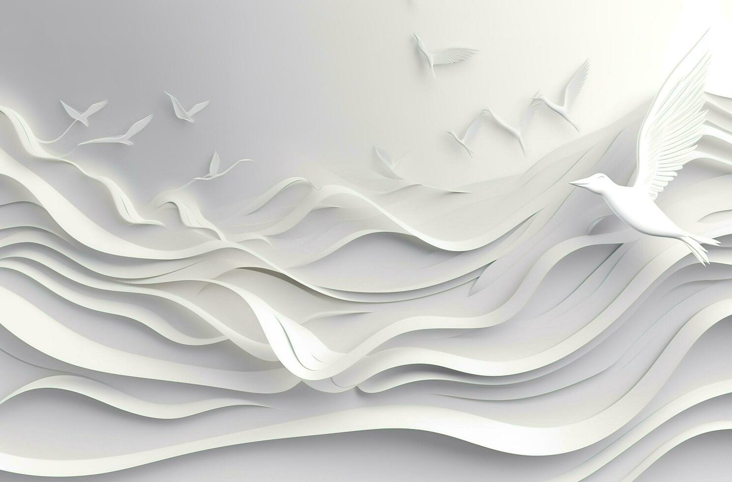 uma branco papel fundo com ondas, dentro a estilo do Claro e preciso pássaro arte, neue saclichkeit, monocromático domínio, gerar ai foto