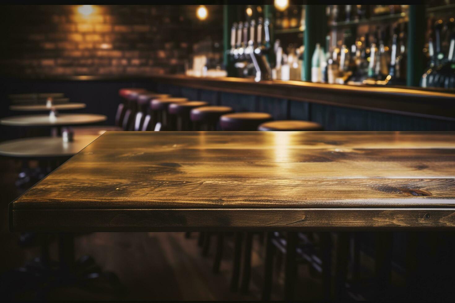 bar Barra contador com de madeira mesa fundo, gerar ai foto