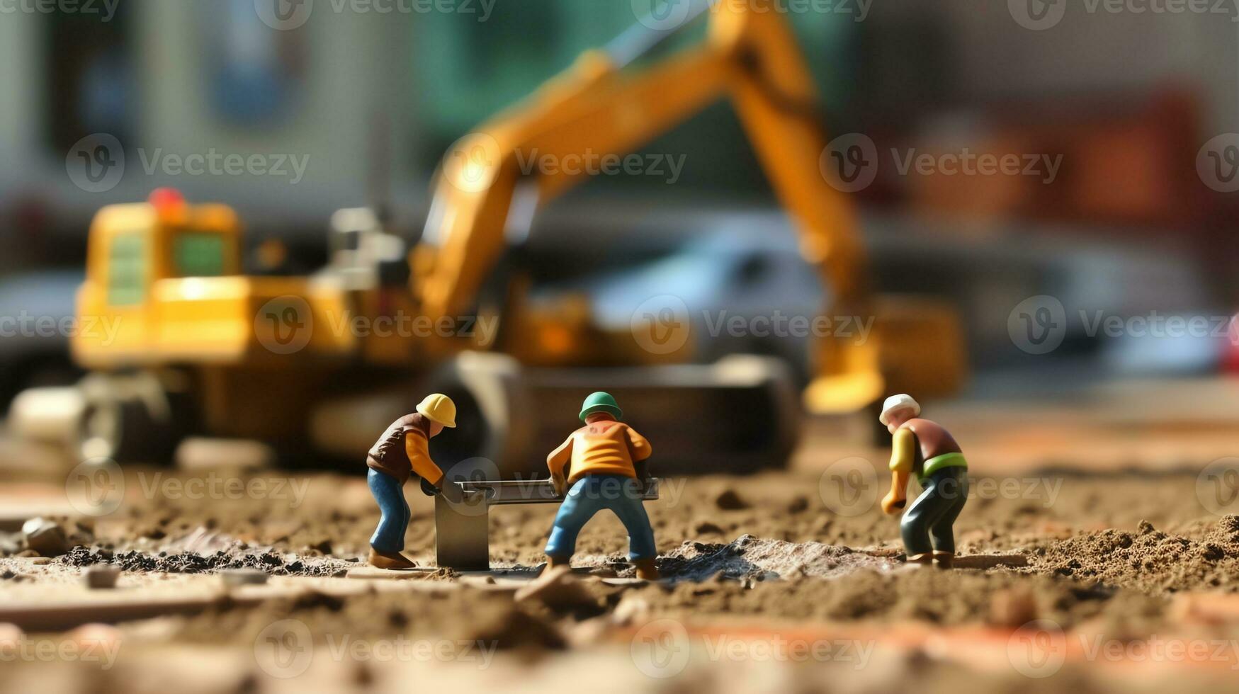 uma miniatura trabalhadores trabalhando em construção foto