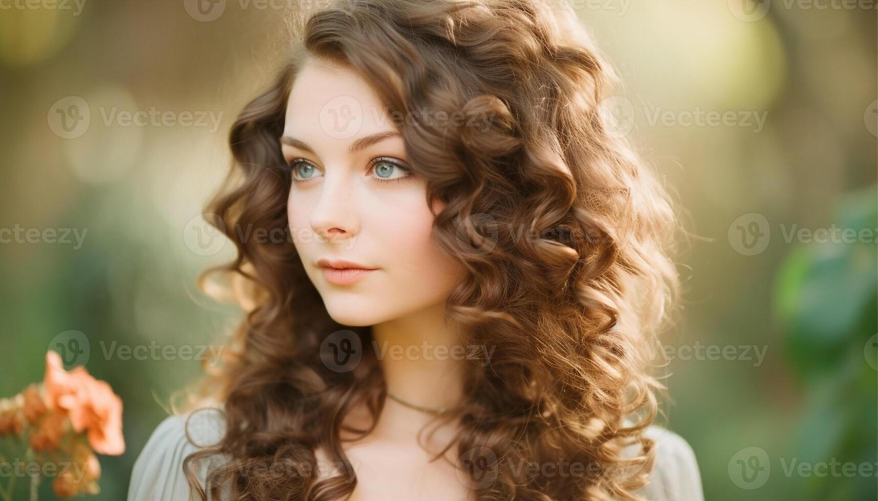 sorridente jovem mulher, beleza dentro natureza luz solar gerado de ai foto