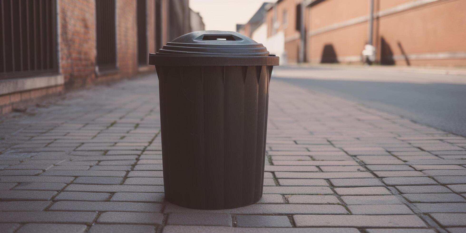 Lixo pode em a rua ai gerado foto