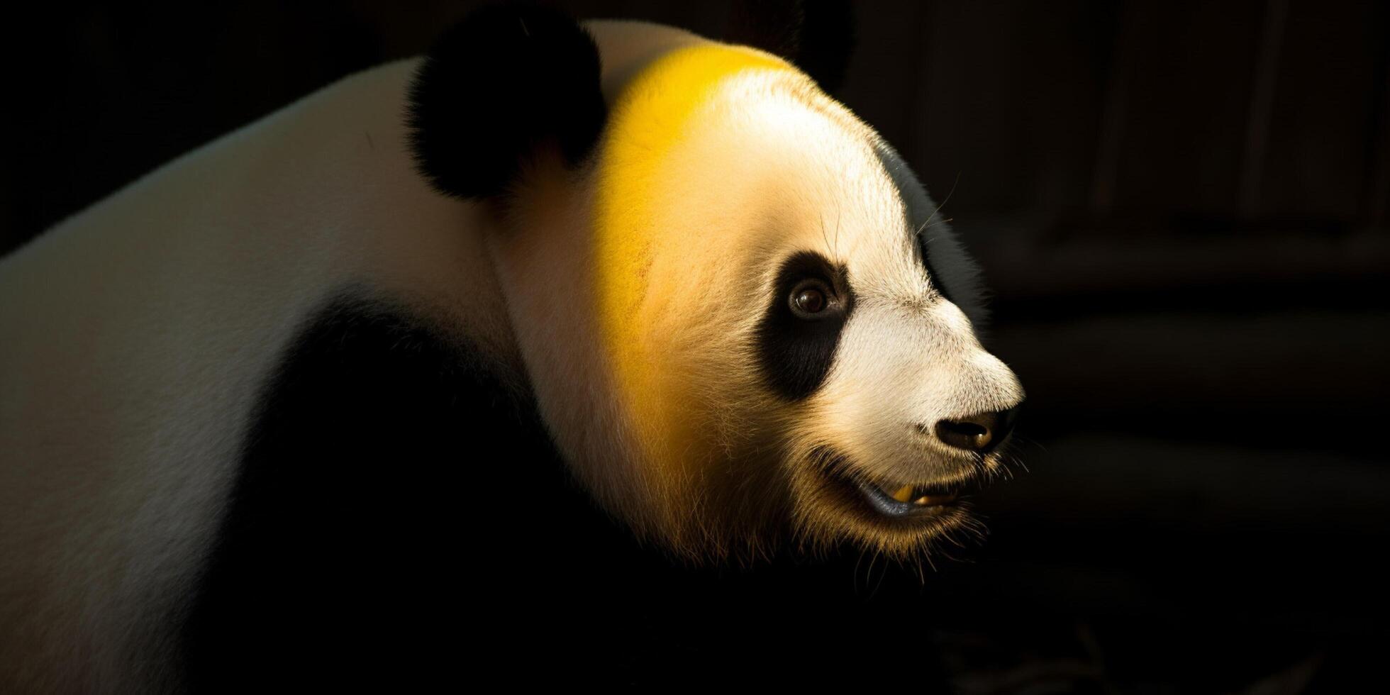 panda com amarelo luz atrás em isto ai gerado foto