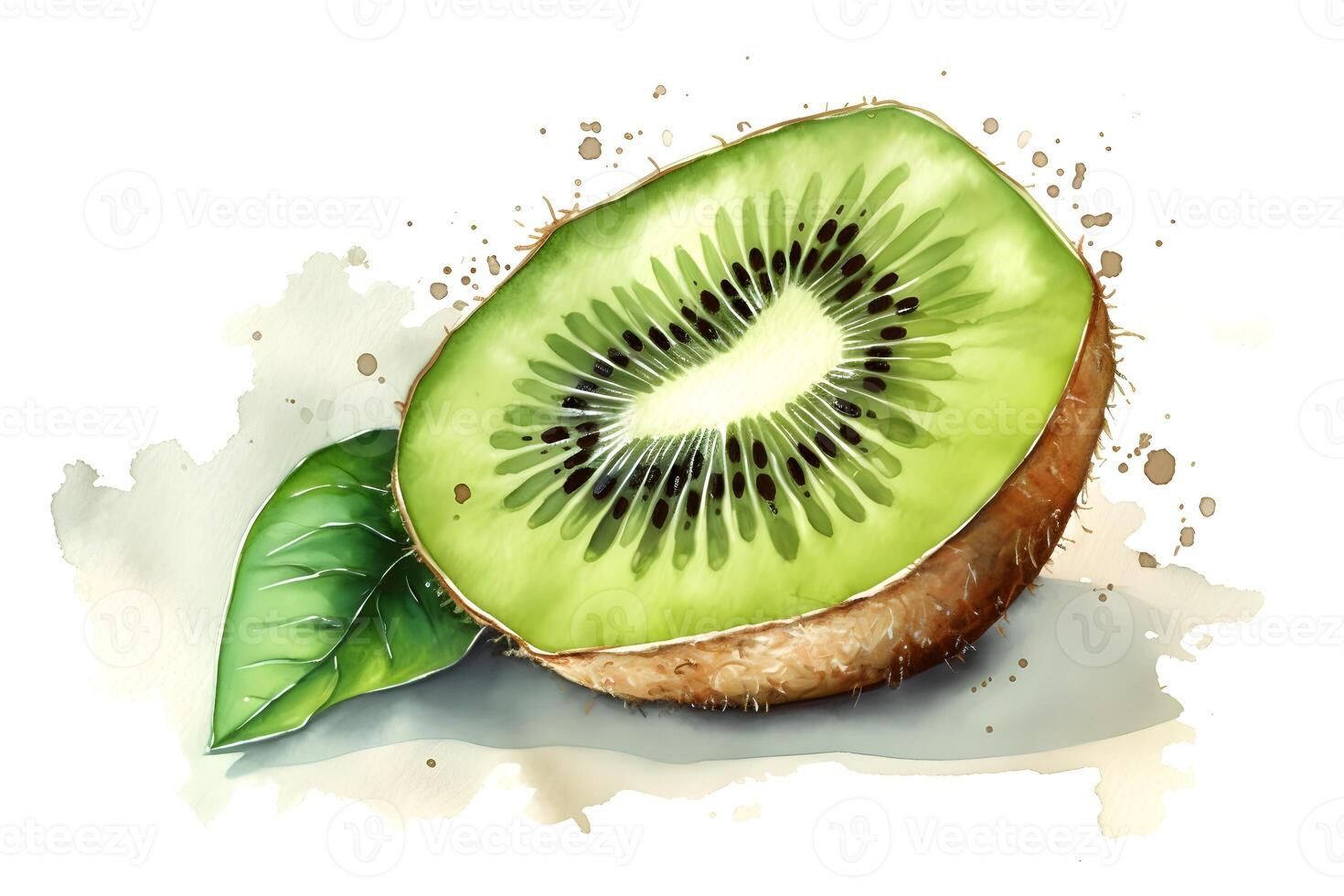 maduro kiwi em branco fundo, aguarela pintura. ai gerado. foto