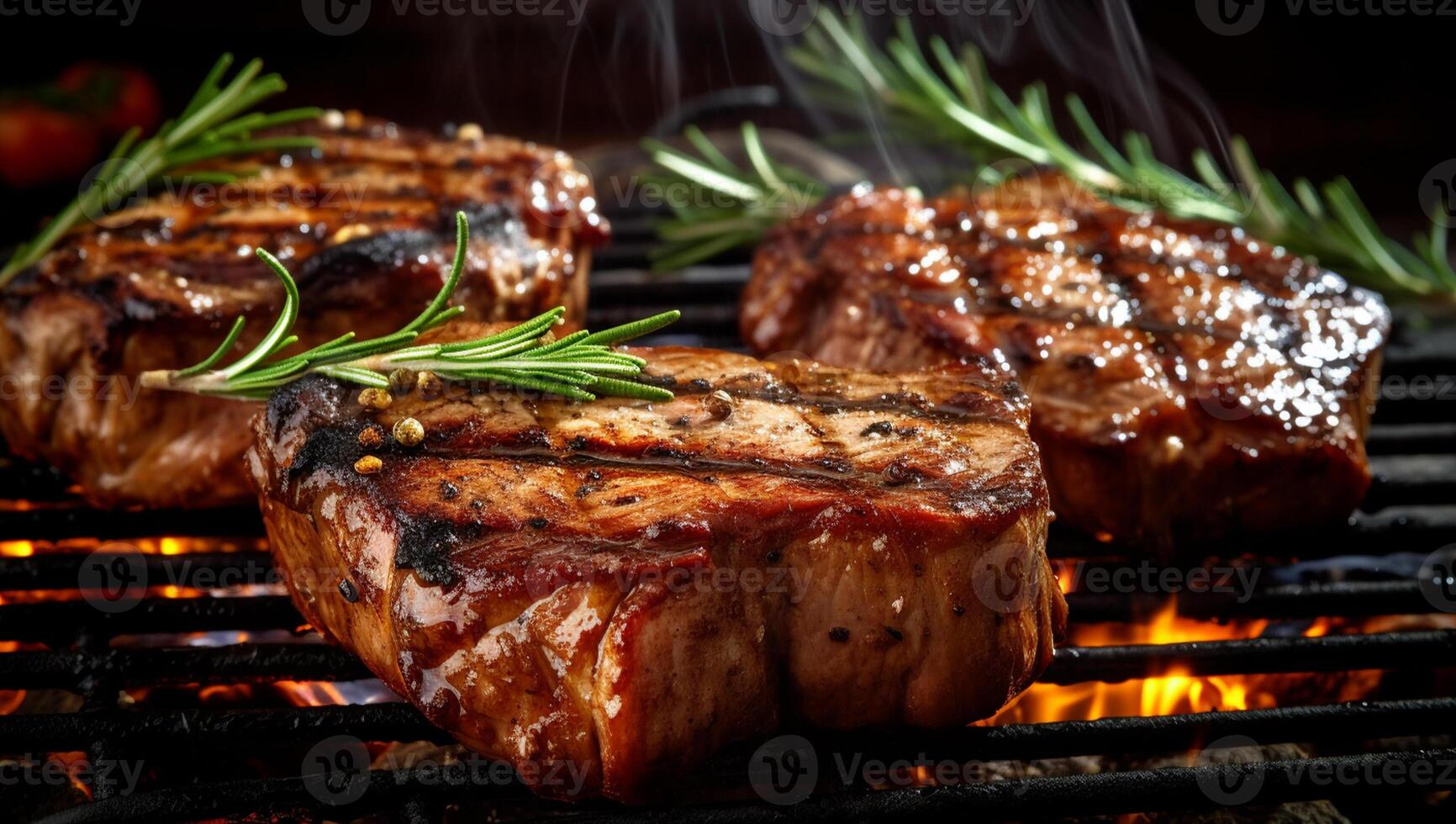 grelhado carne de porco ou carne bifes ai generativo foto