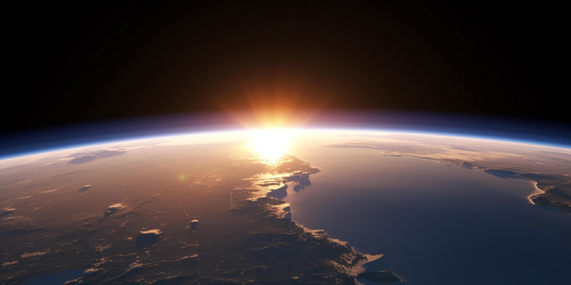 uma Visão do terra a partir de espaço com Sol em isto ai gerado foto