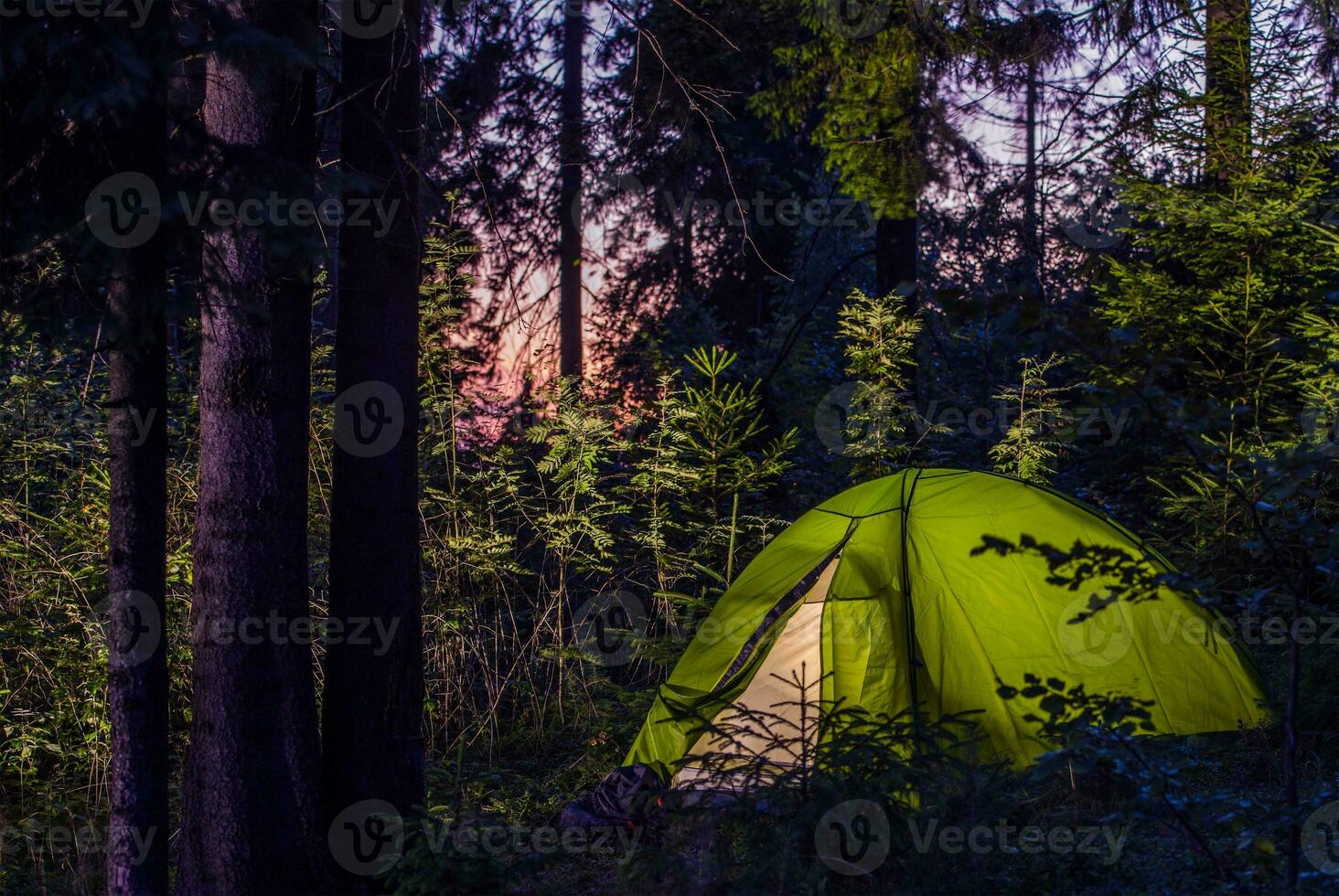 acampamento dentro uma floresta foto