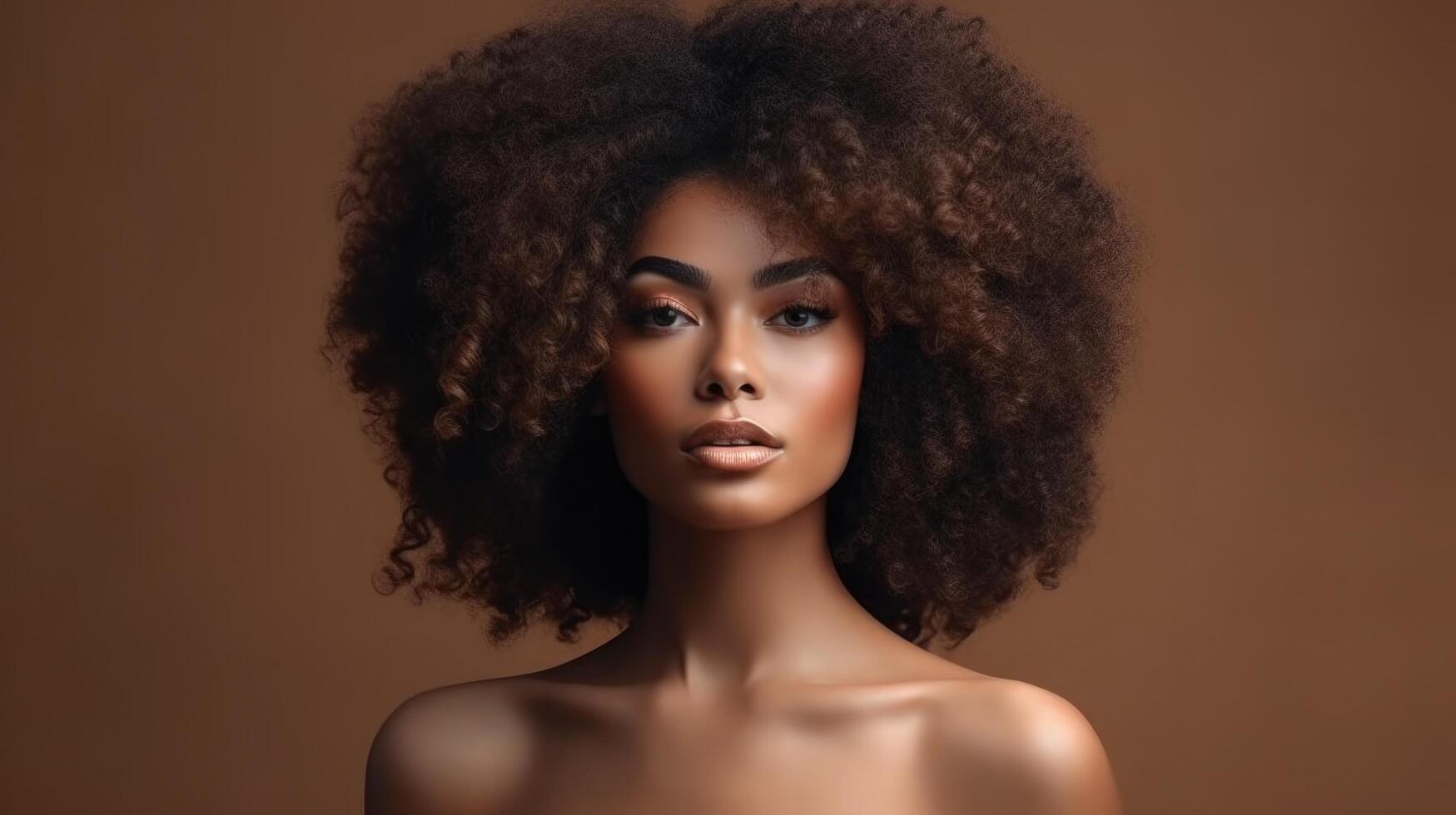 beleza retrato do africano americano menina com afro cabelo. ilustração ai generativo foto