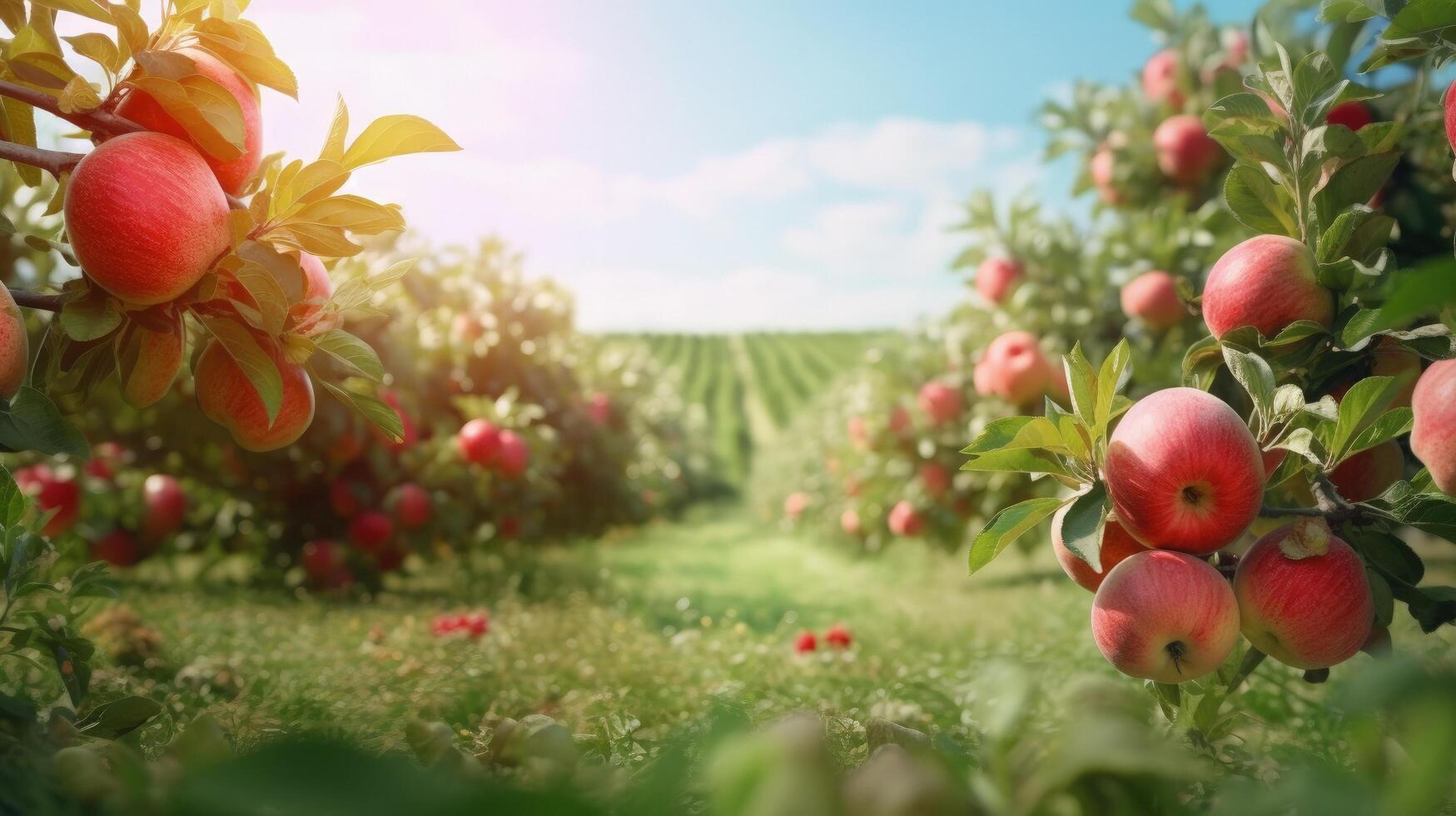 verão maçã jardim. ilustração ai generativo foto