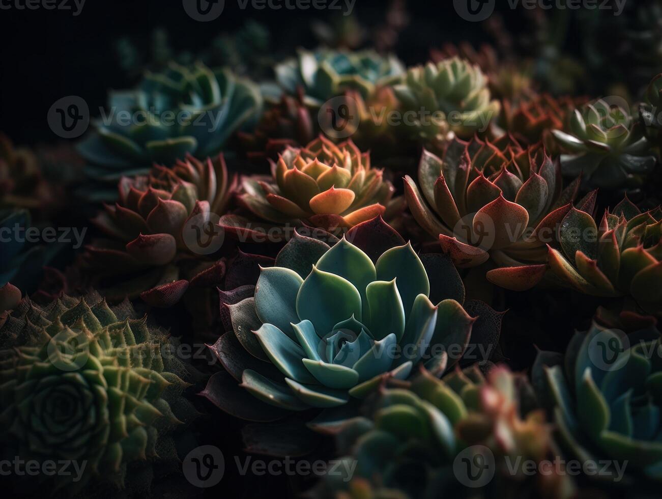 miniatura casa flores suculentos e cacto dentro a jardim criada com generativo ai tecnologia foto