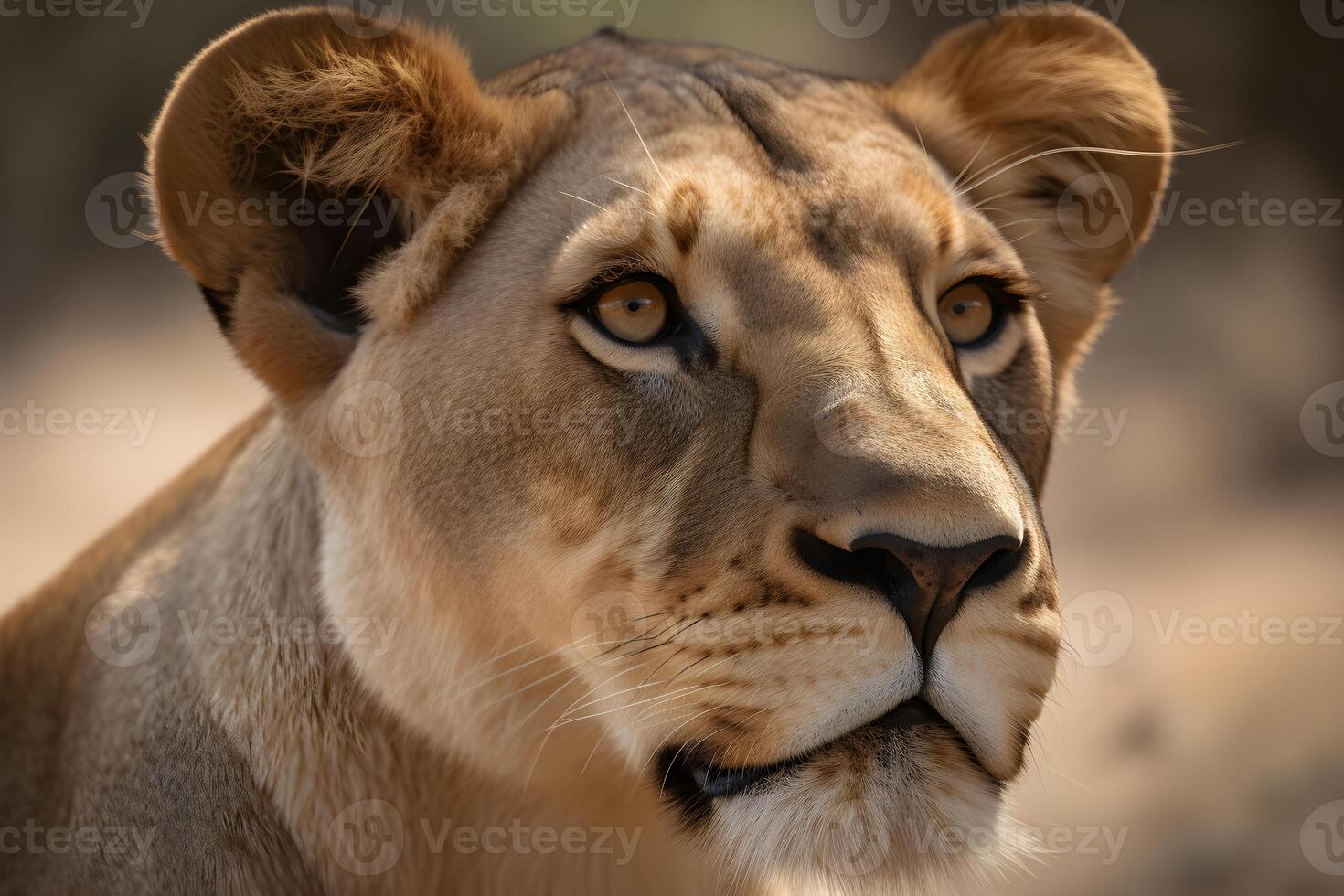 uma majestoso fêmea leão é sentado dentro a floresta do a savana, dela dourado pele brilhando dentro a luz do sol... generativa ai foto