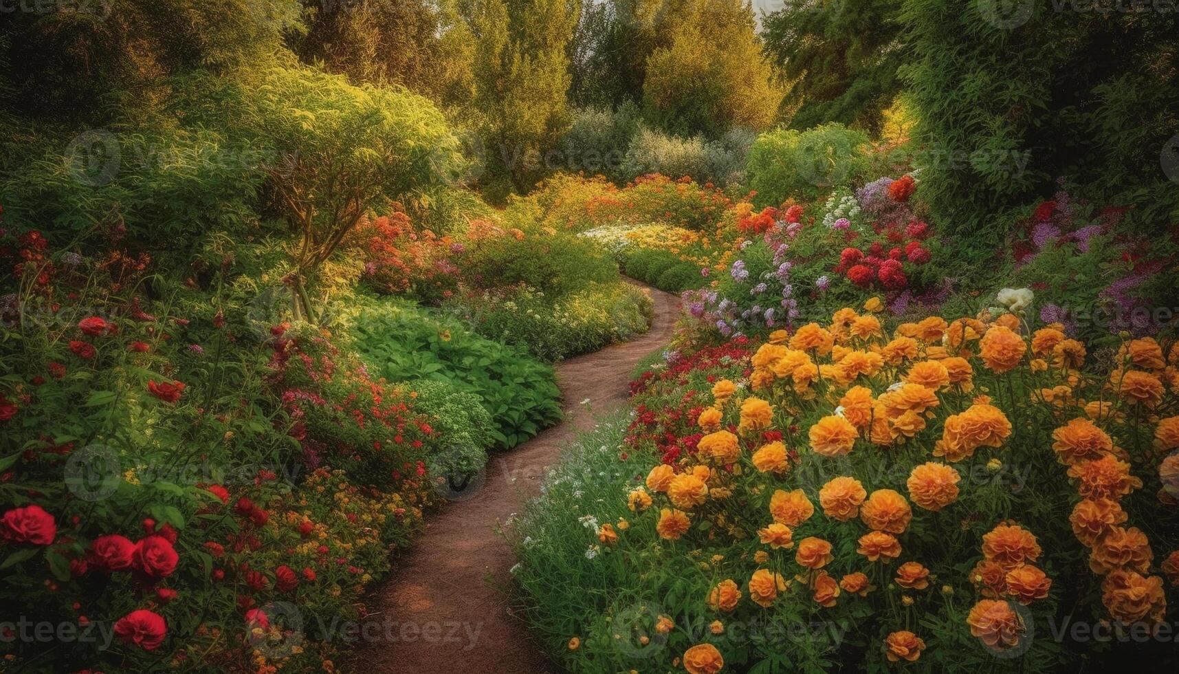 vibrante tulipas flor dentro tranquilo outono Prado gerado de ai foto