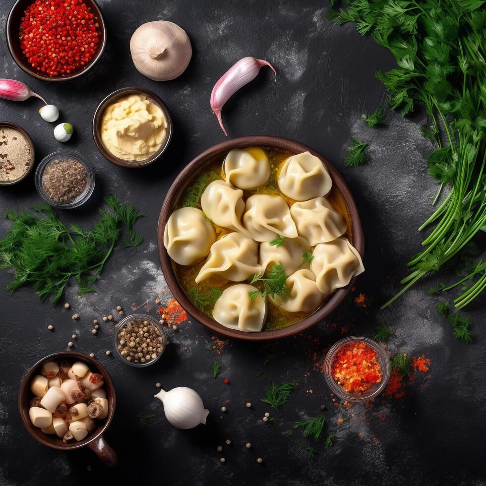 tradicional russo dumplings. ilustração ai generativo foto