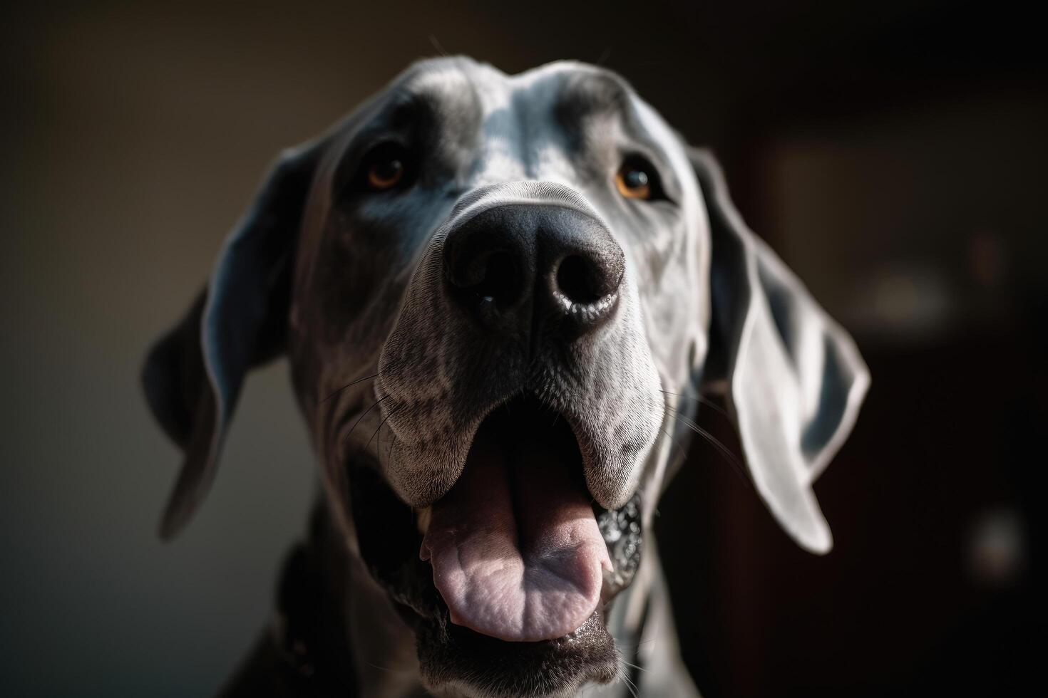 retrato do uma ótimo dinamarquês cachorro. raso profundidade do campo. ai gerado foto