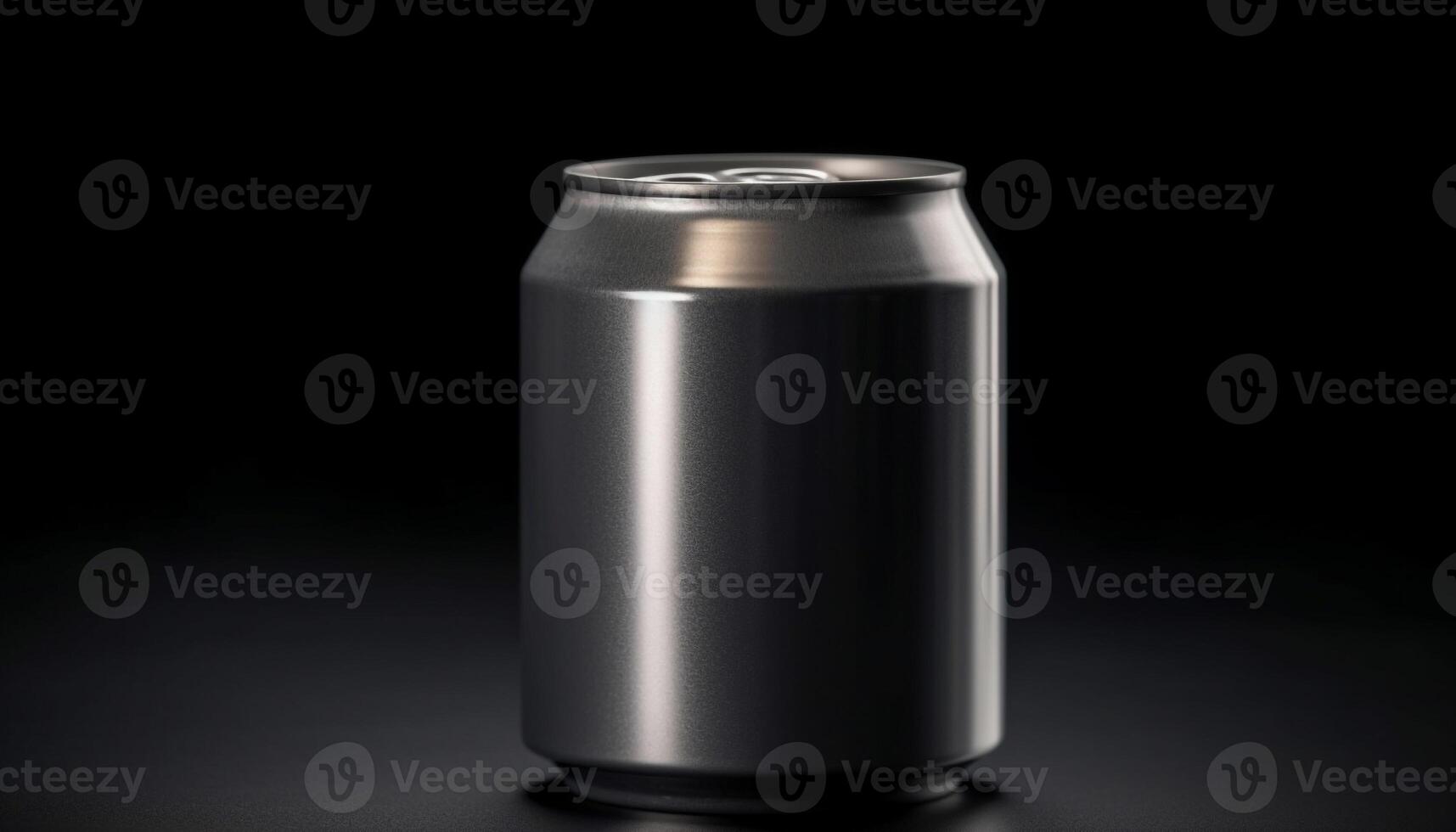 brilhante metálico beber pode com refrescante Cola e molhado reflexão gerado de ai foto