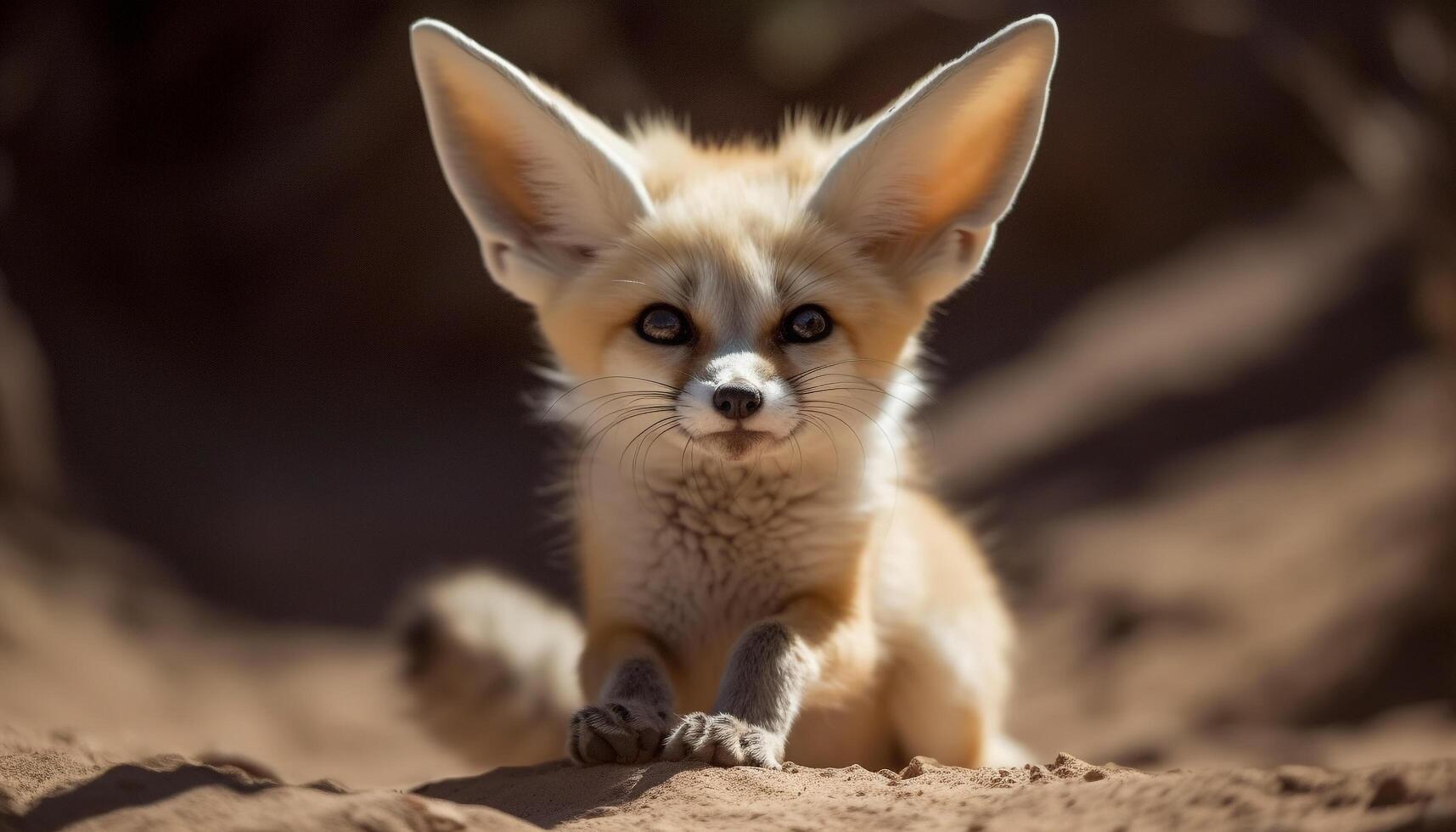 Raposa sentado selvagem animal dentro deserto natureza cena gerado de ai foto