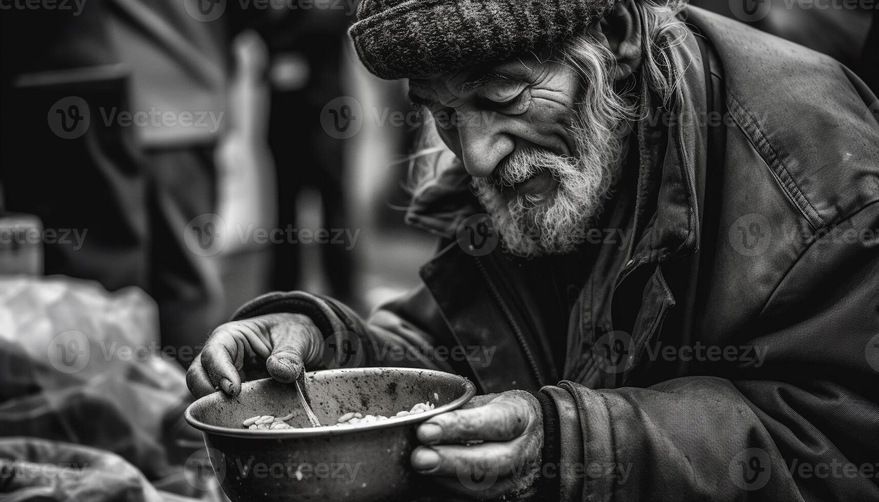 implorando homem, com fome e triste, segurando mão generativo ai foto