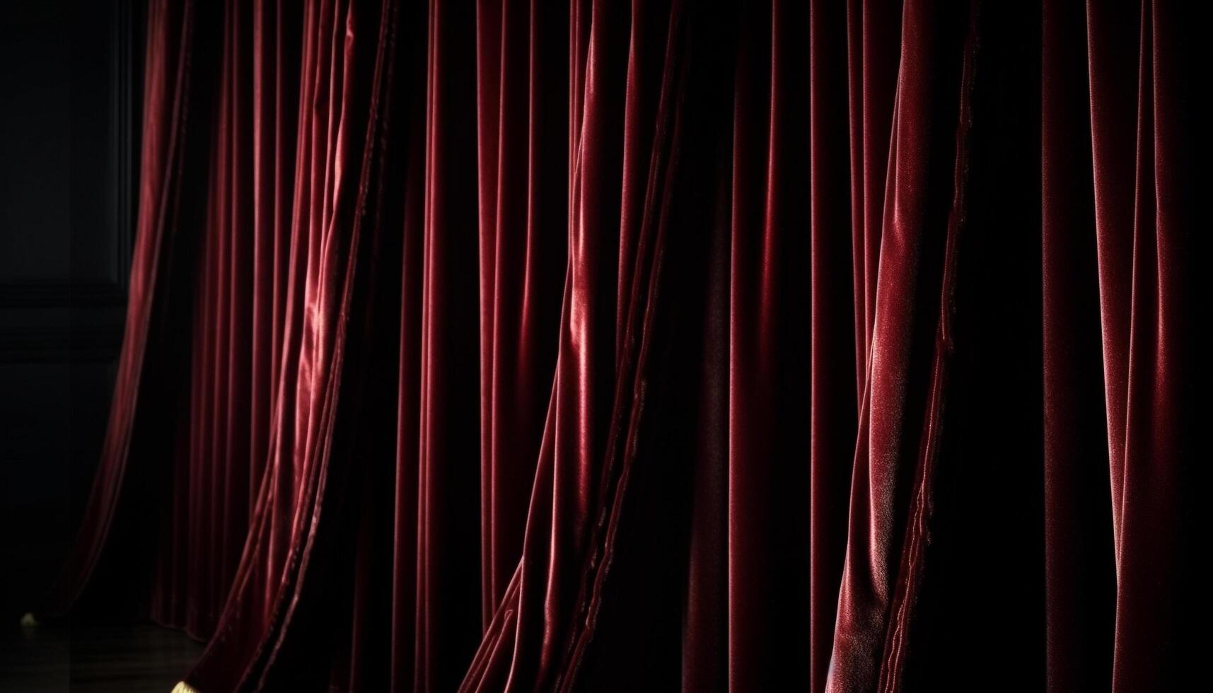 veludo cortina brilha dentro Holofote, elegante pano de fundo generativo ai foto